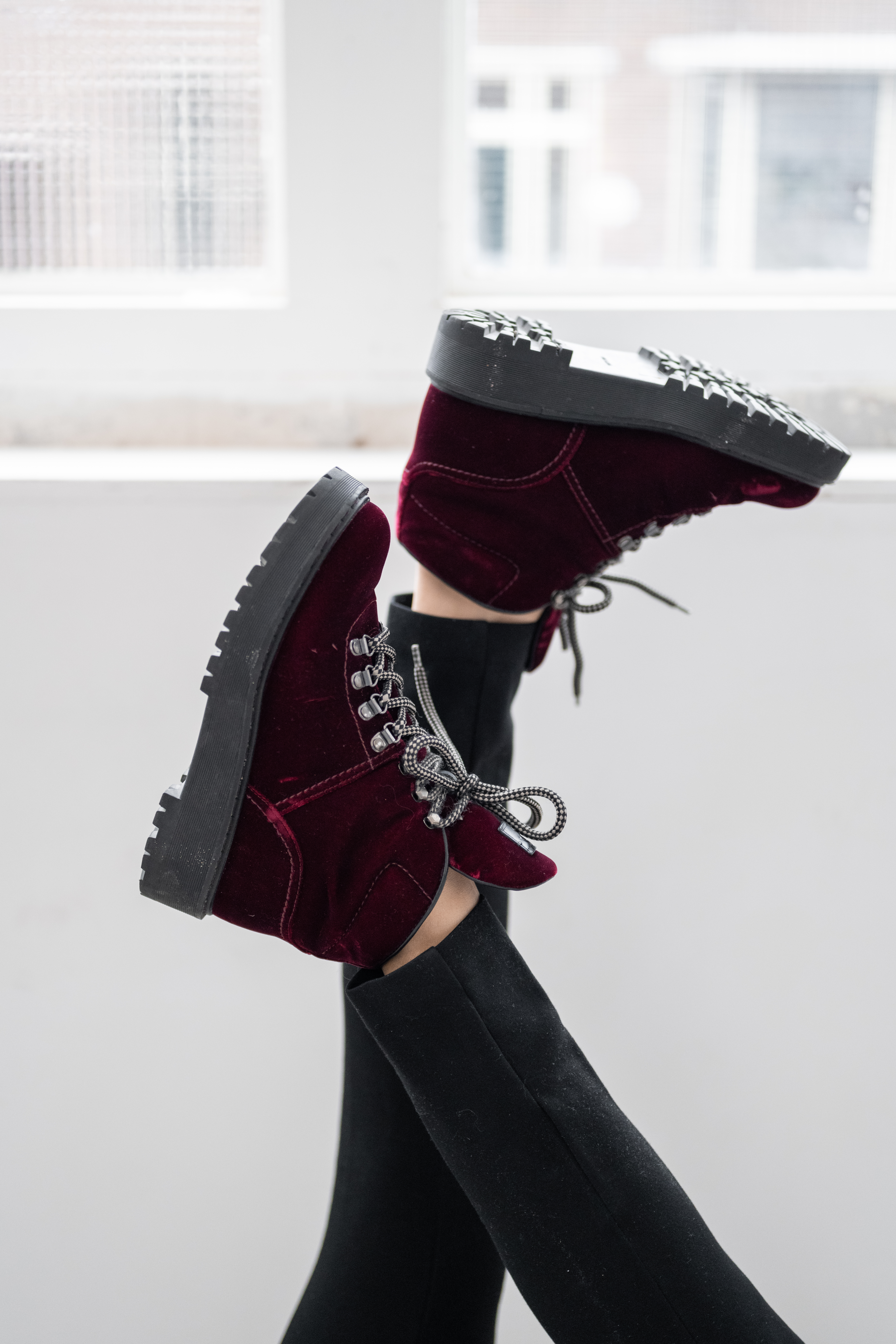 Prada Boots Red Velvet